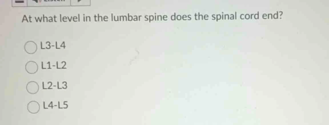 at what level in the lumbar spine does the spinal cord end? l3-l4 l1-l2…