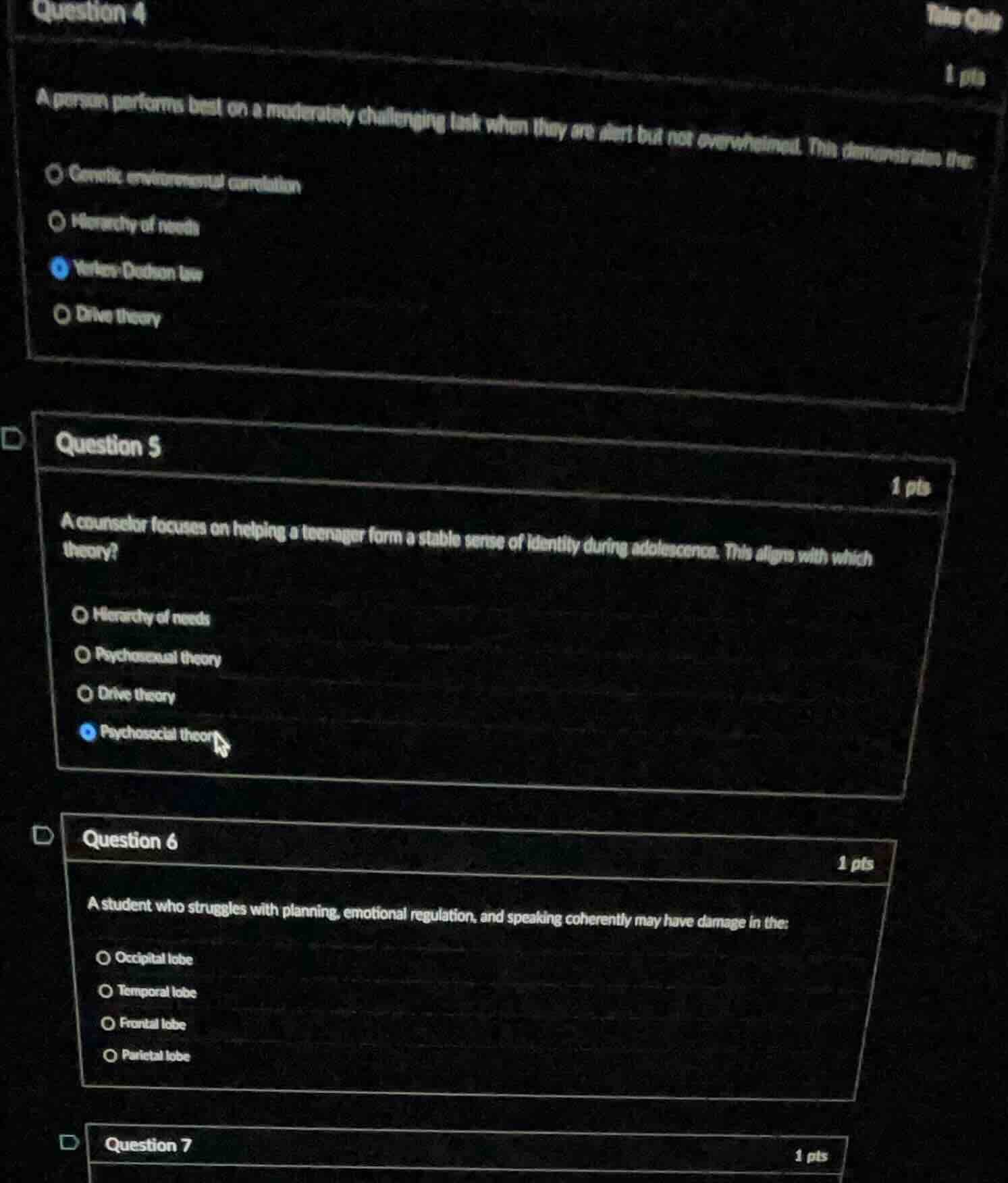 question 4 1 pts a person performs best on a moderately challenging tas…