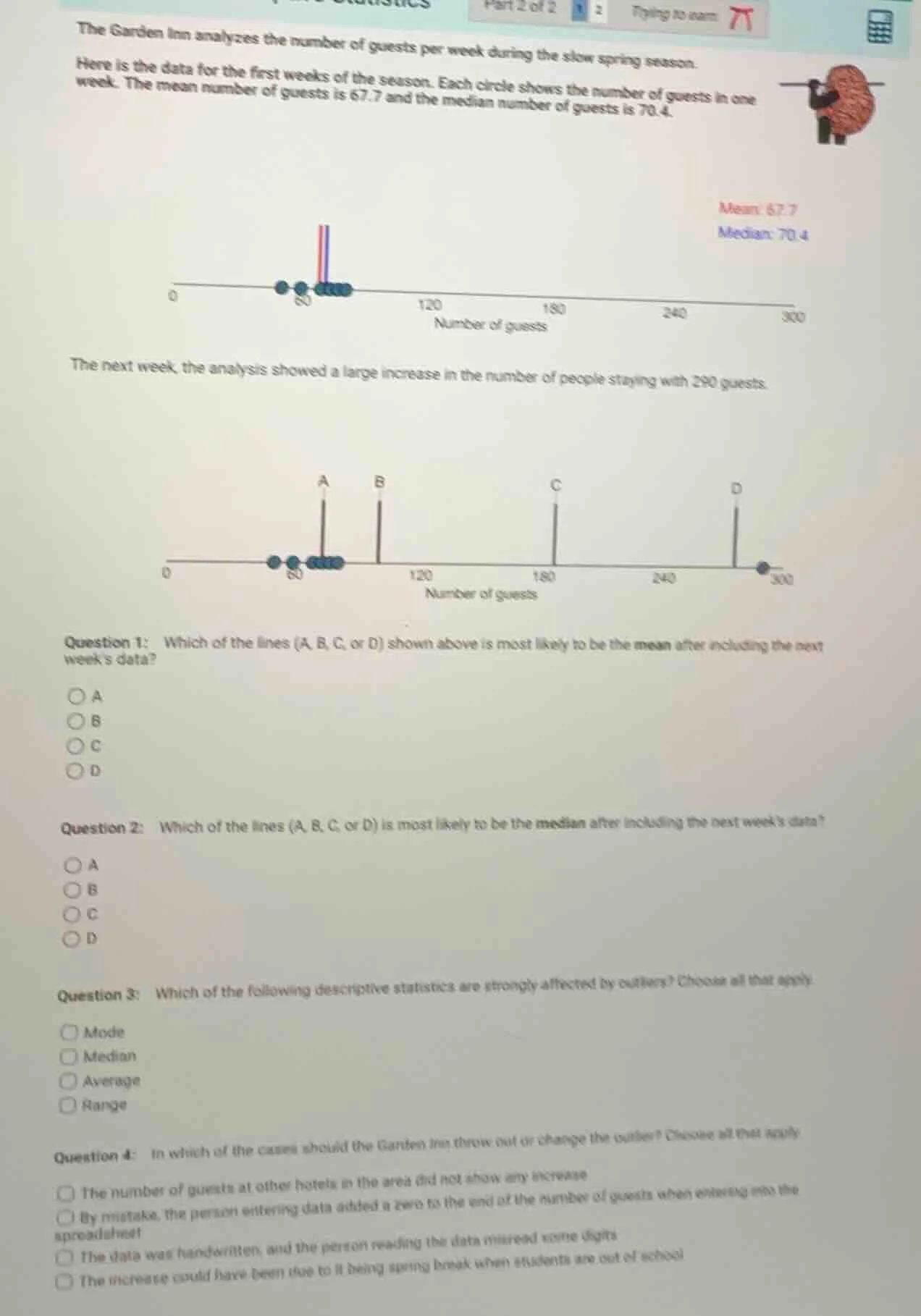 the garden inn analyzes the number of guests per week during the slow s…