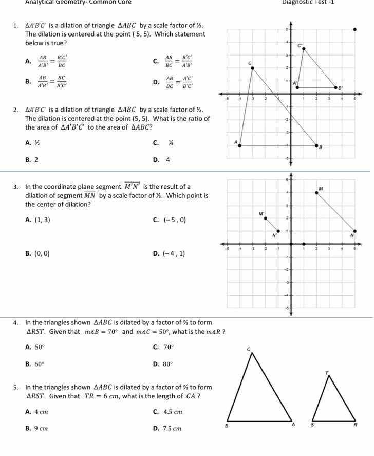 analytical geometry - common core diagnostic test - 1 1. $\triangle abc…