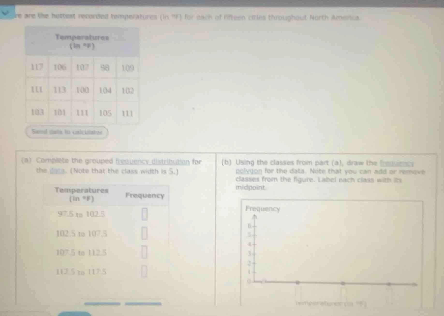 here are the hottest recorded temperatures (in °f) for each of fifteen …