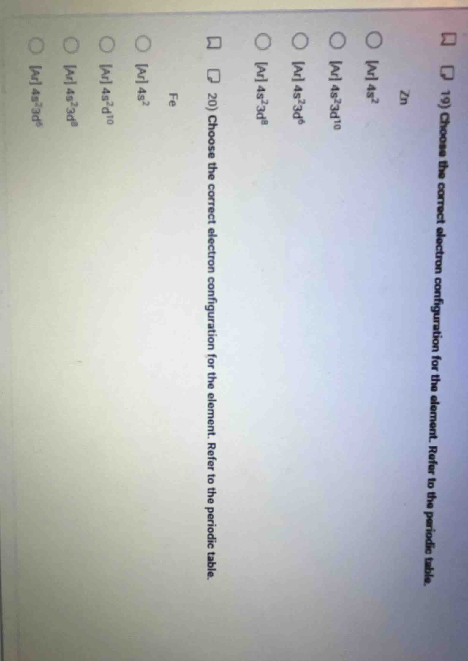 19) choose the correct electron configuration for the element. refer to…