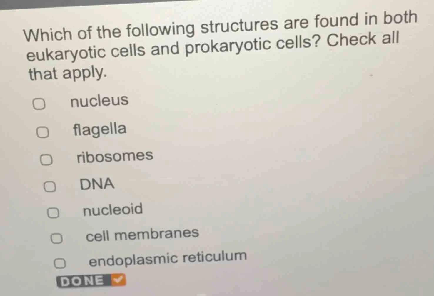 which of the following structures are found in both eukaryotic cells an…