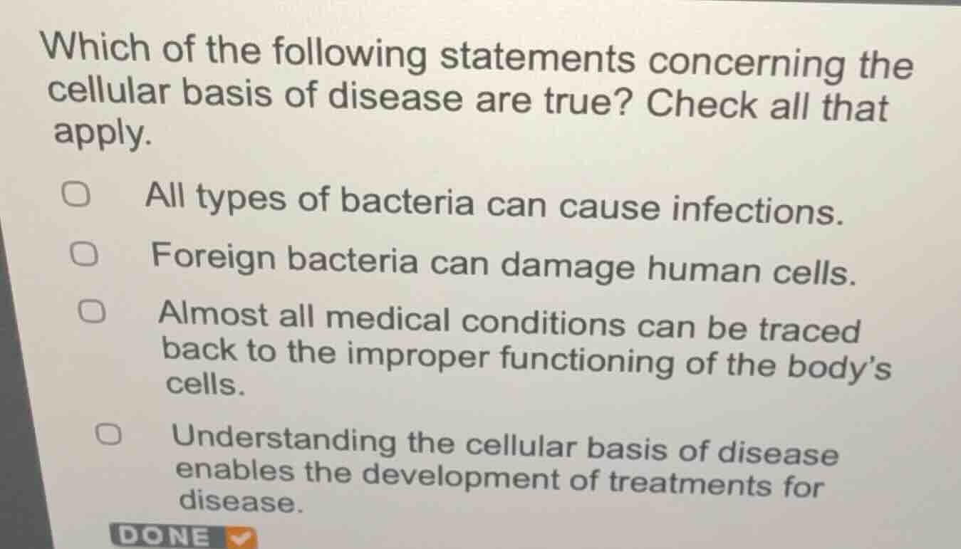 which of the following statements concerning the cellular basis of dise…