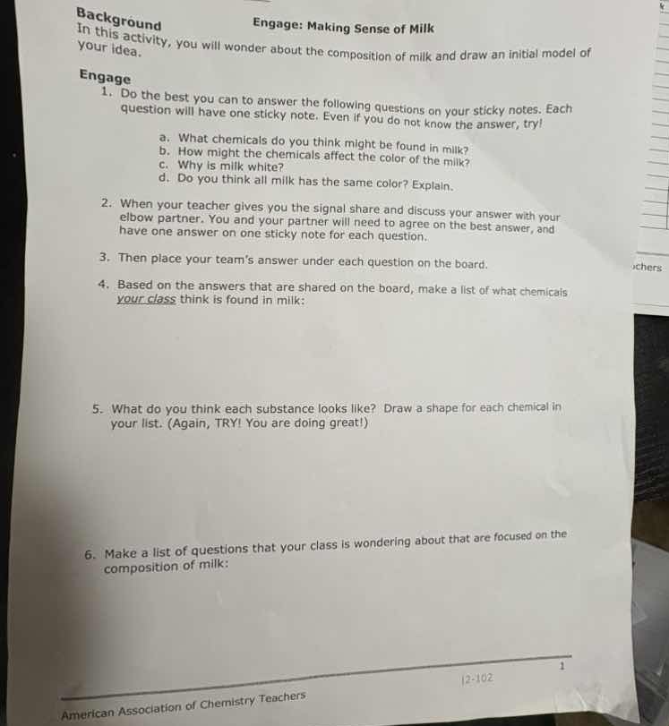 background engage: making sense of milk in this activity, you will wond…