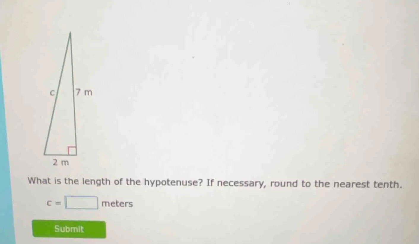 what is the length of the hypotenuse? if necessary, round to the neares…