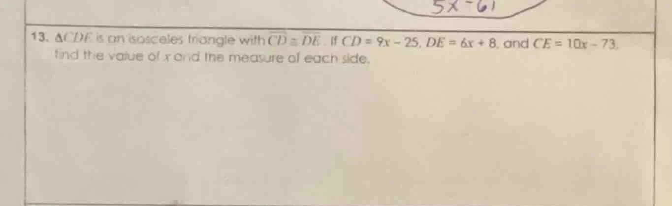 13. $\\triangle cde$ is an isosceles triangle with $\\overline{cd} \\co…