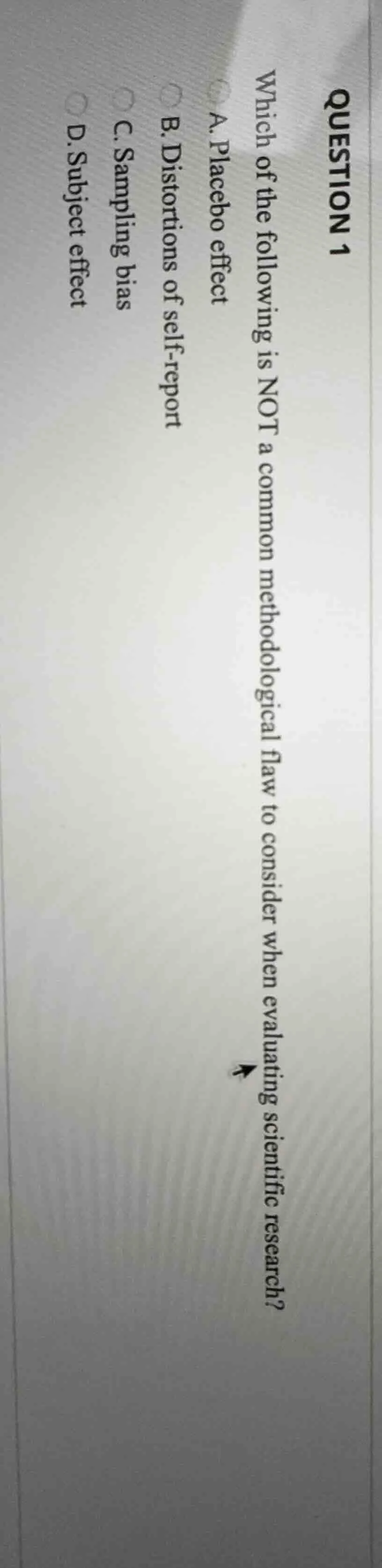 question 1 which of the following is not a common methodological flaw t…