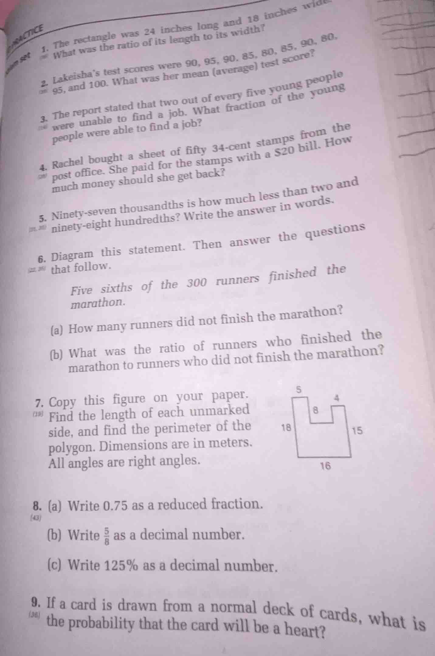 practice exam set 1. the rectangle was 24 inches long and 18 inches wid…