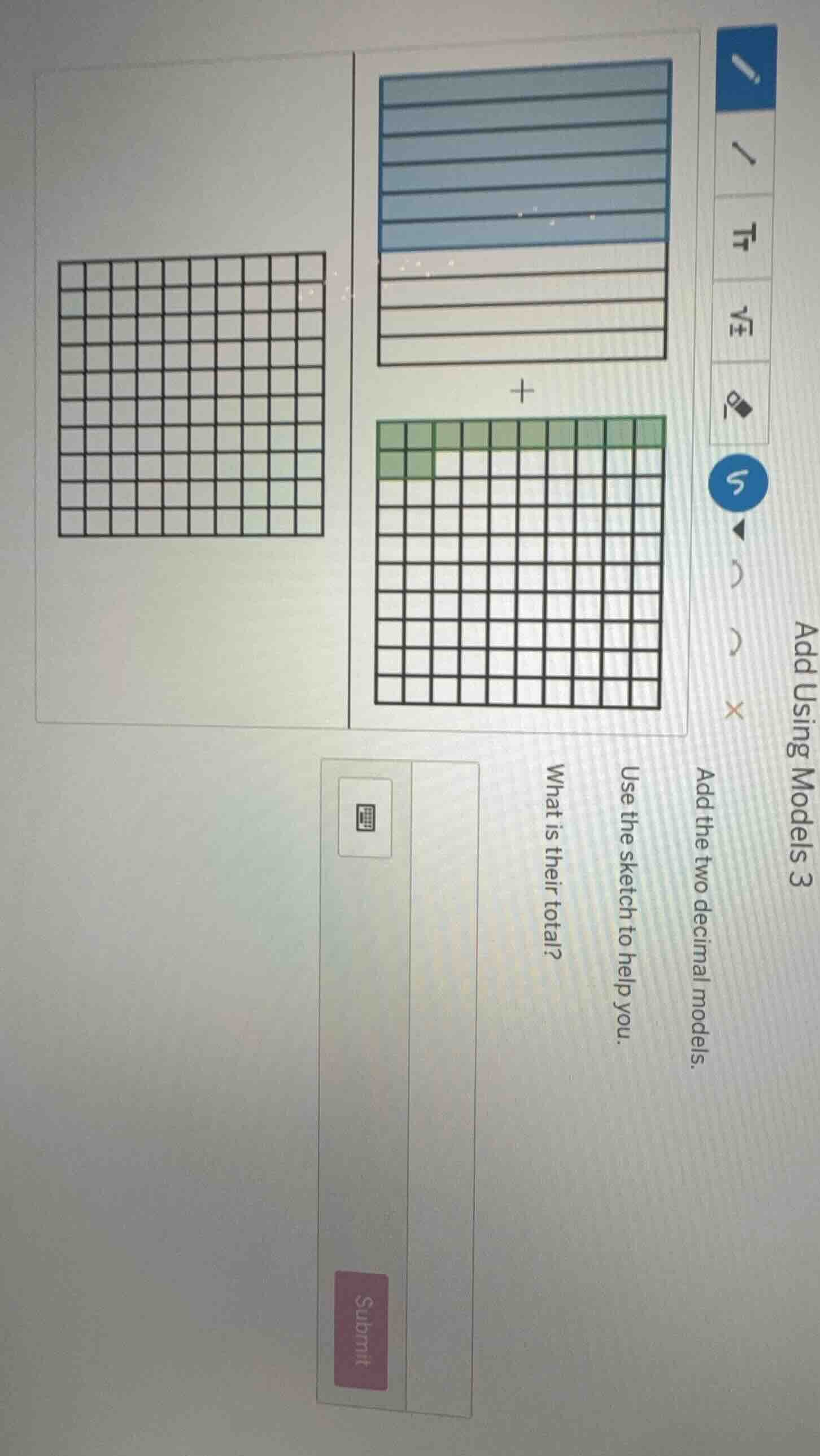 add using models 3 add the two decimal models. use the sketch to help y…
