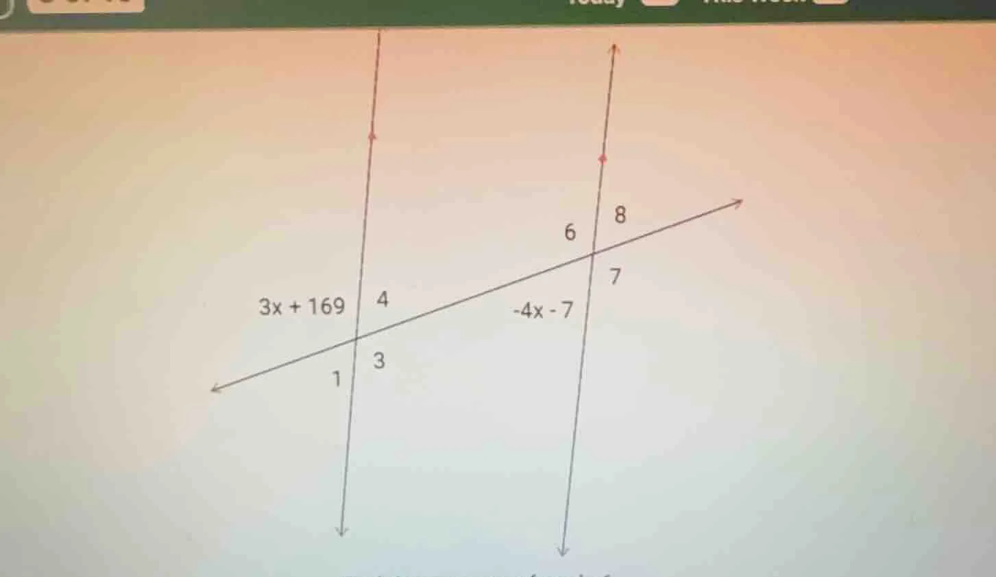 there is a diagram with two vertical lines (parallel lines) and a trans…