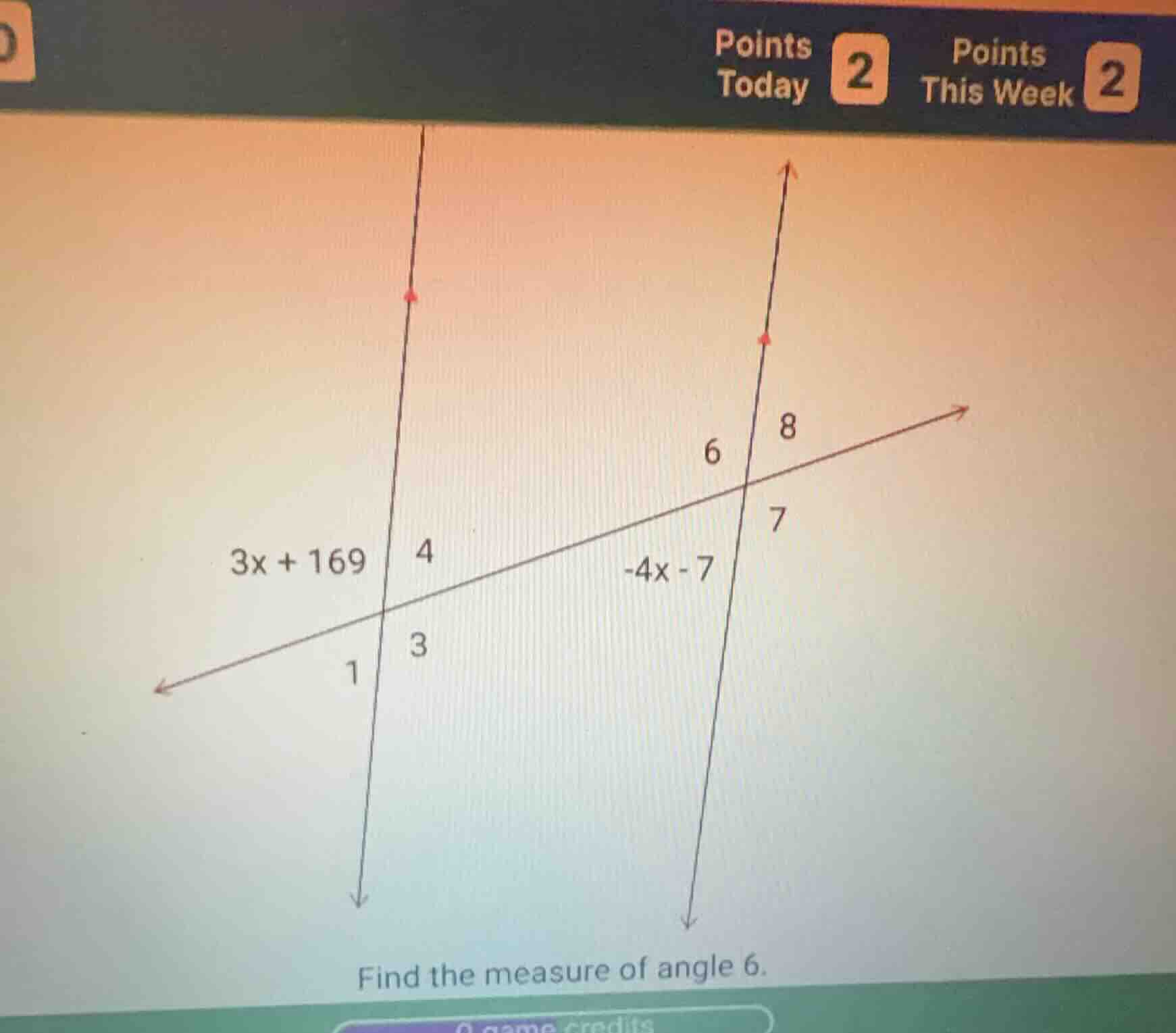 find the measure of angle 6.