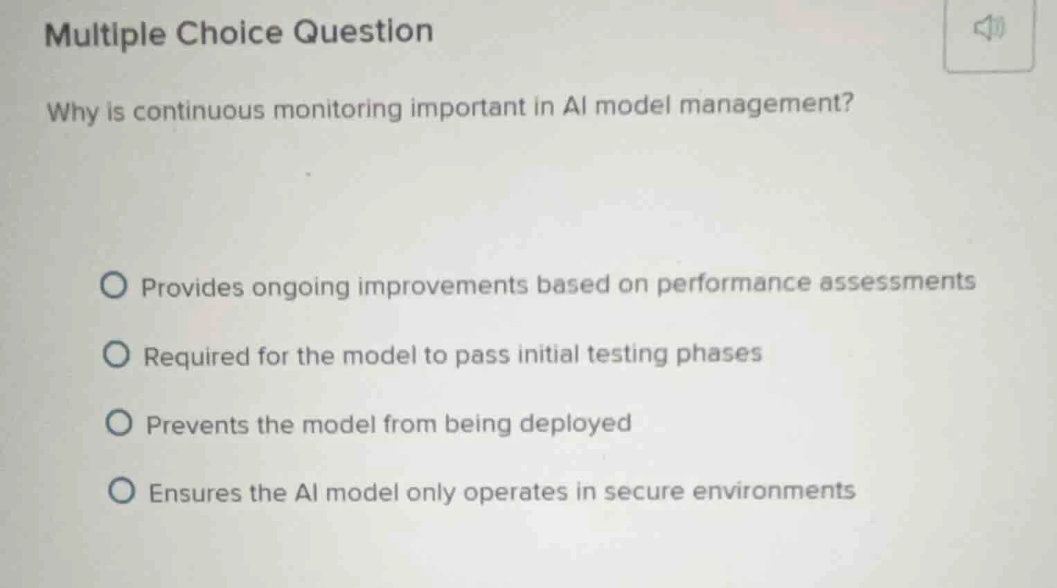 multiple choice question why is continuous monitoring important in ai m…