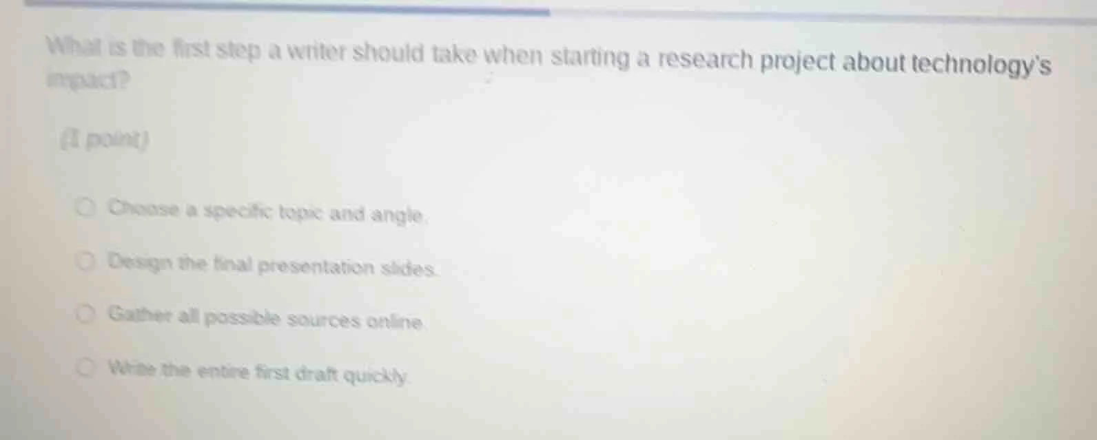 what is the first step a writer should take when starting a research pr…