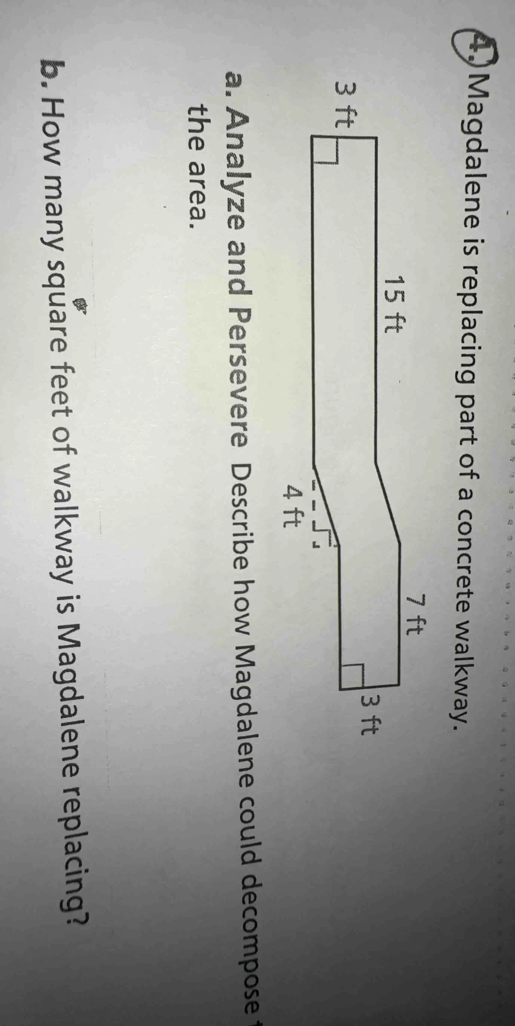 4. magdalene is replacing part of a concrete walkway. a. analyze and pe…