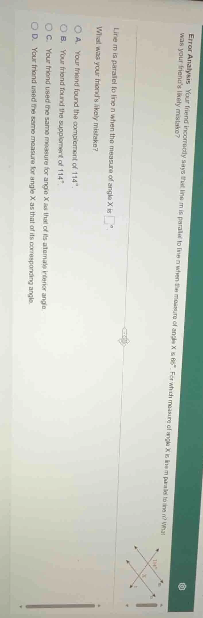 error analysis your friend incorrectly says that line m is parallel to …
