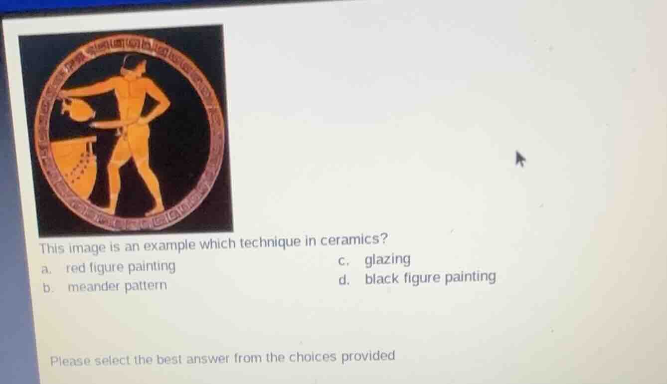 this image is an example which technique in ceramics? a. red figure pai…