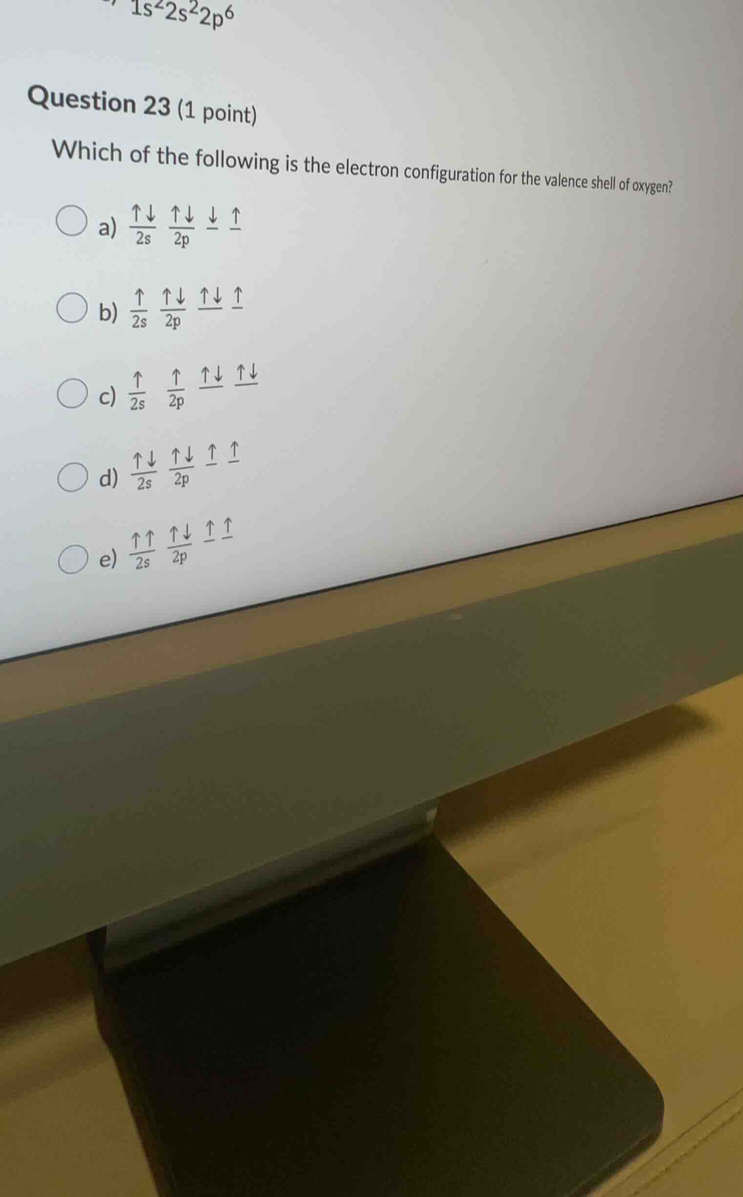 question 23 (1 point) which of the following is the electron configurat…