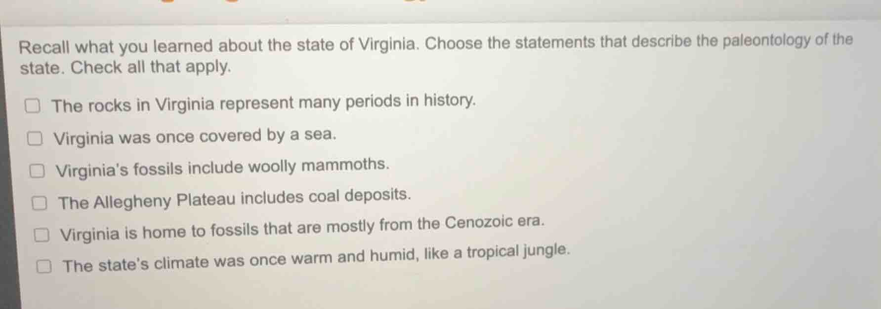recall what you learned about the state of virginia. choose the stateme…