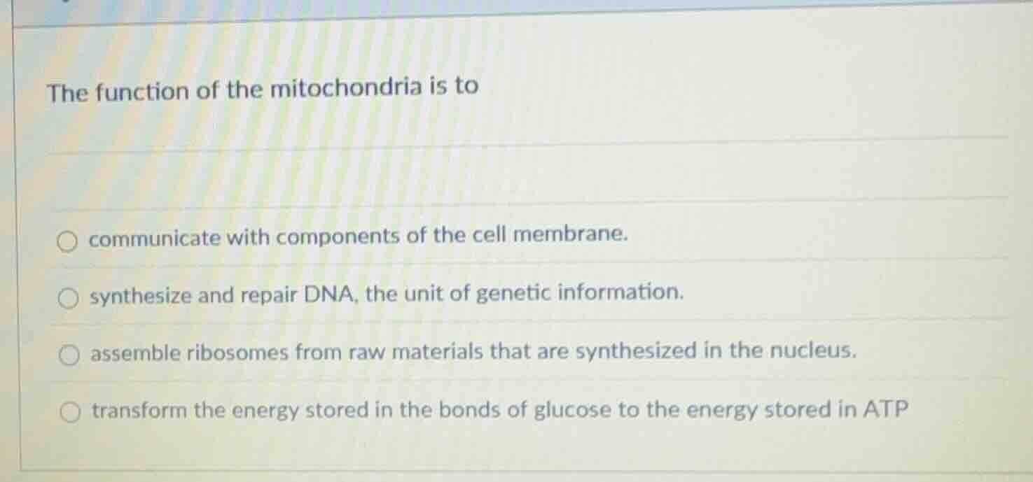 the function of the mitochondria is to communicate with components of t…