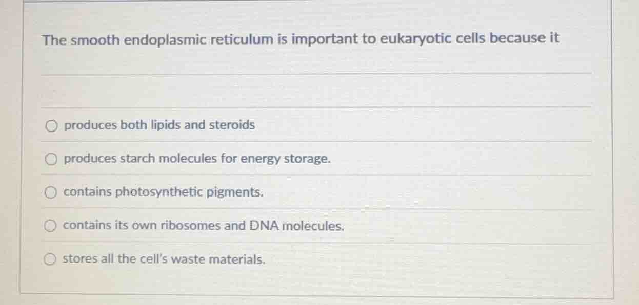 the smooth endoplasmic reticulum is important to eukaryotic cells becau…