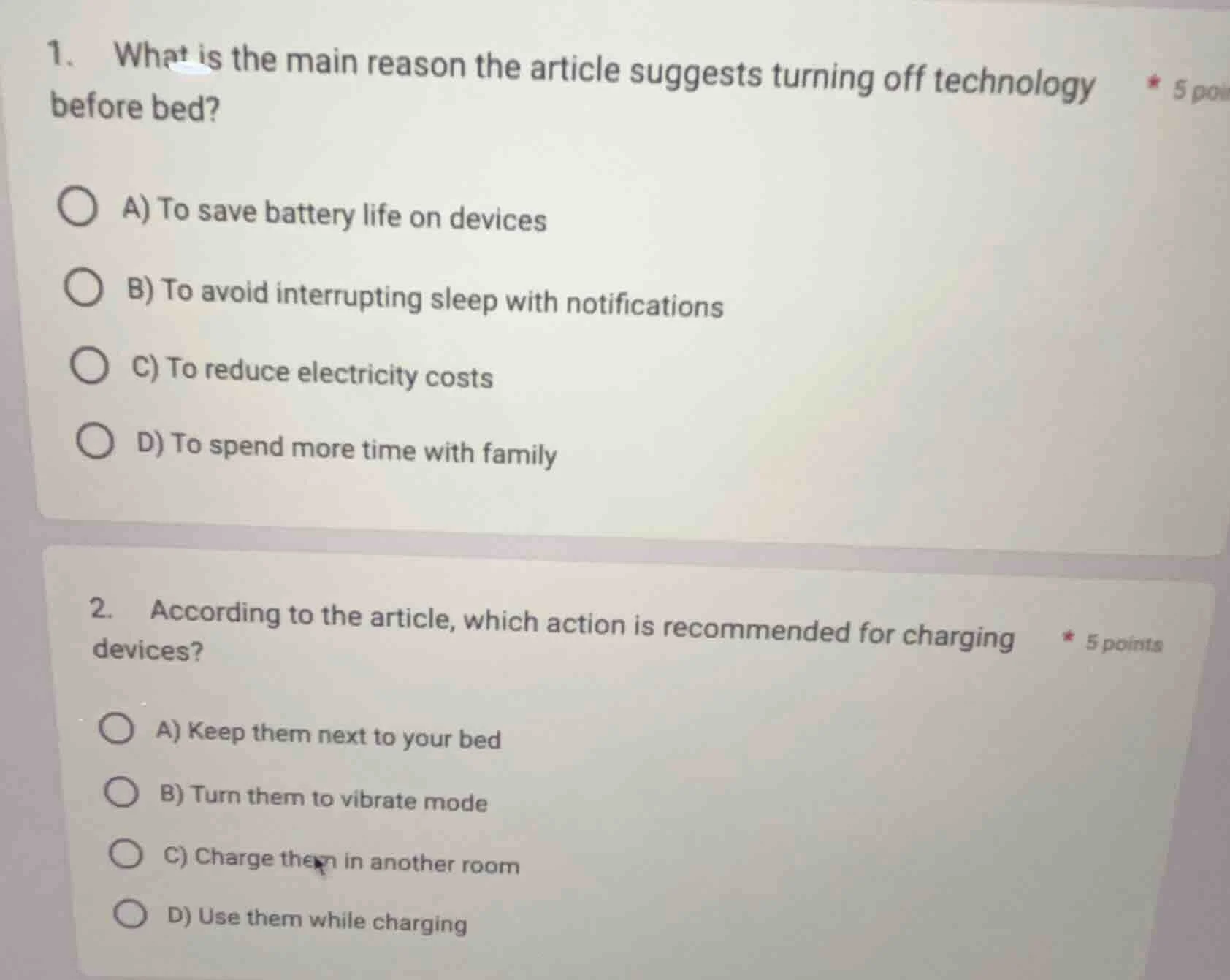 1. what is the main reason the article suggests turning off technology …