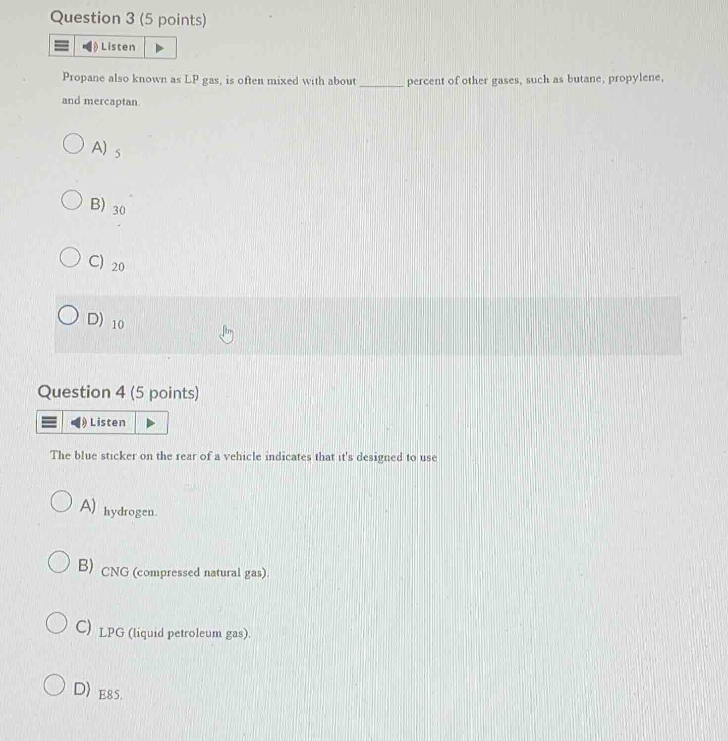 question 3 (5 points) listen propane also known as lp gas, is often mix…