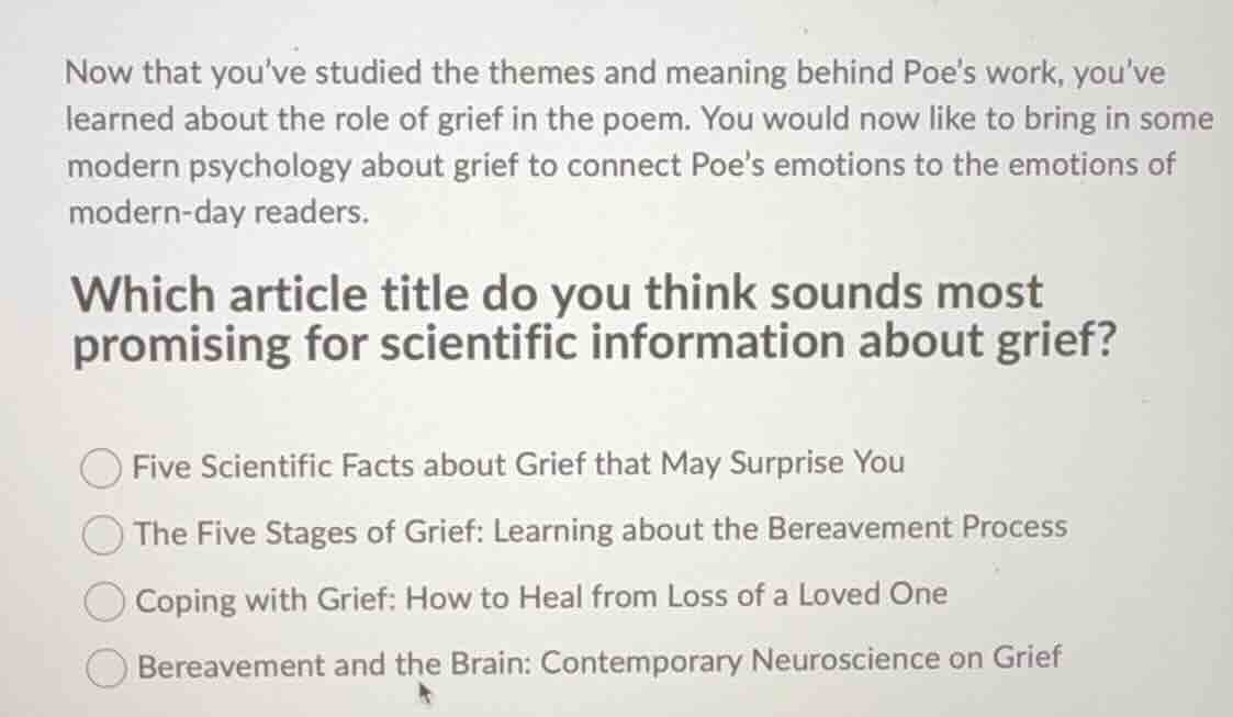 now that youve studied the themes and meaning behind poes work, youve l…