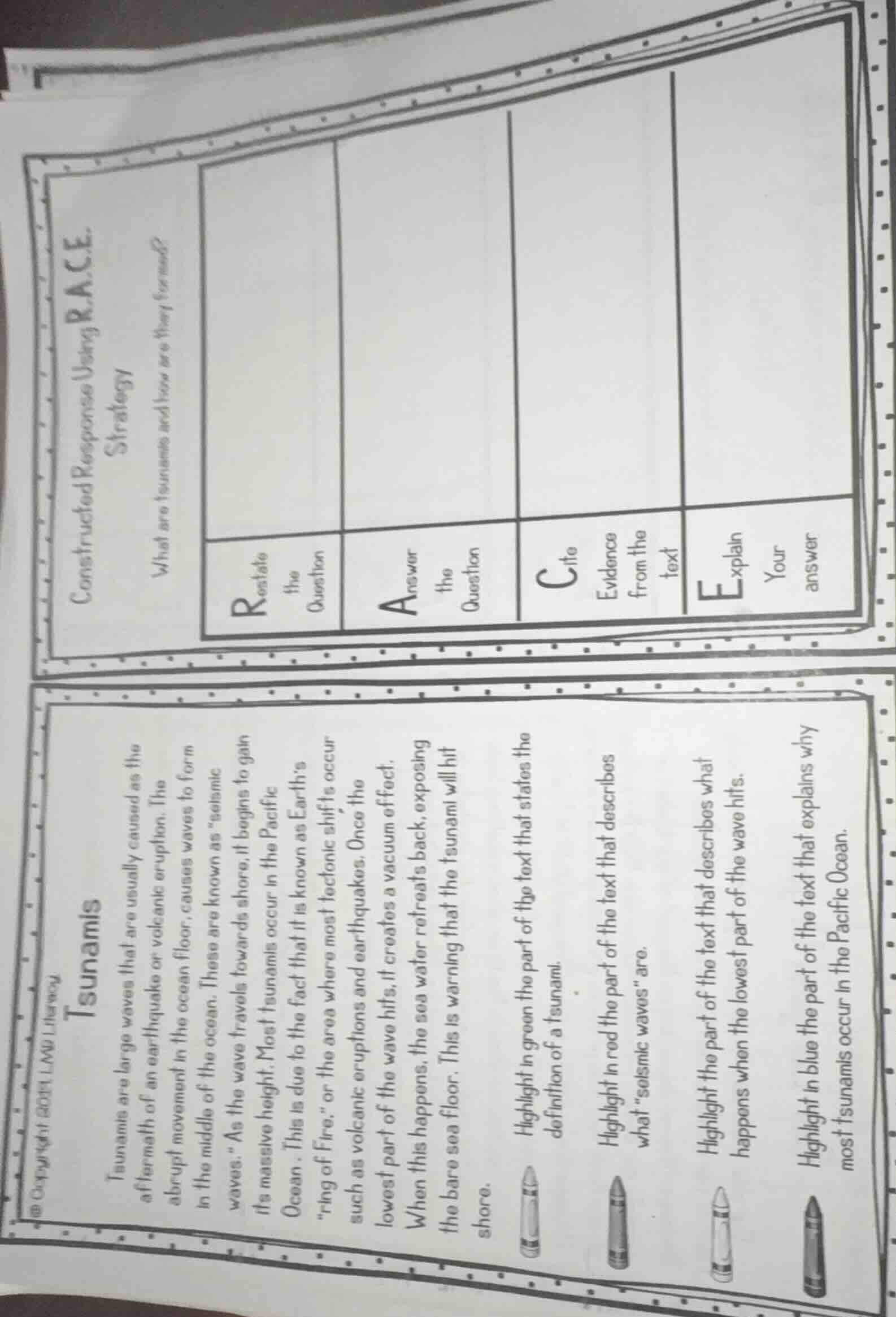 constructed response using race strategy what are tsunamis and how are …