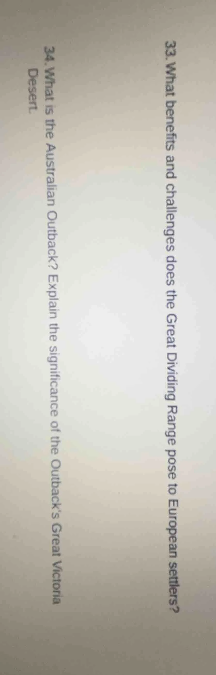 33. what benefits and challenges does the great dividing range pose to …