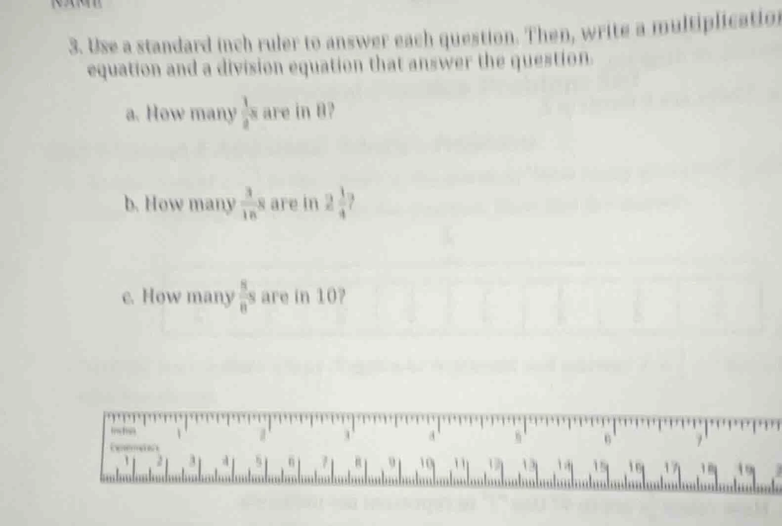 3. use a standard inch ruler to answer each question. then, write a mul…