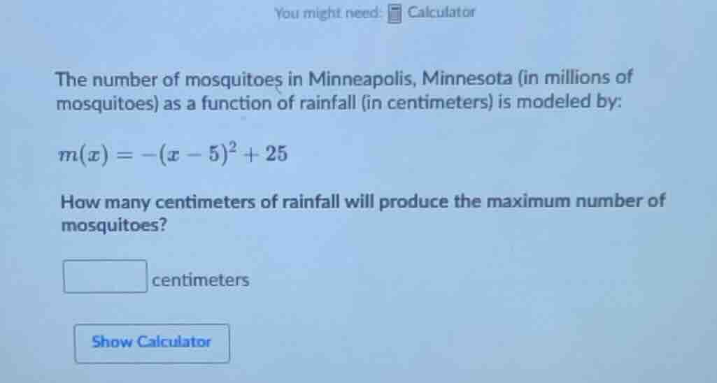 you might need: calculator the number of mosquitoes in minneapolis, min…