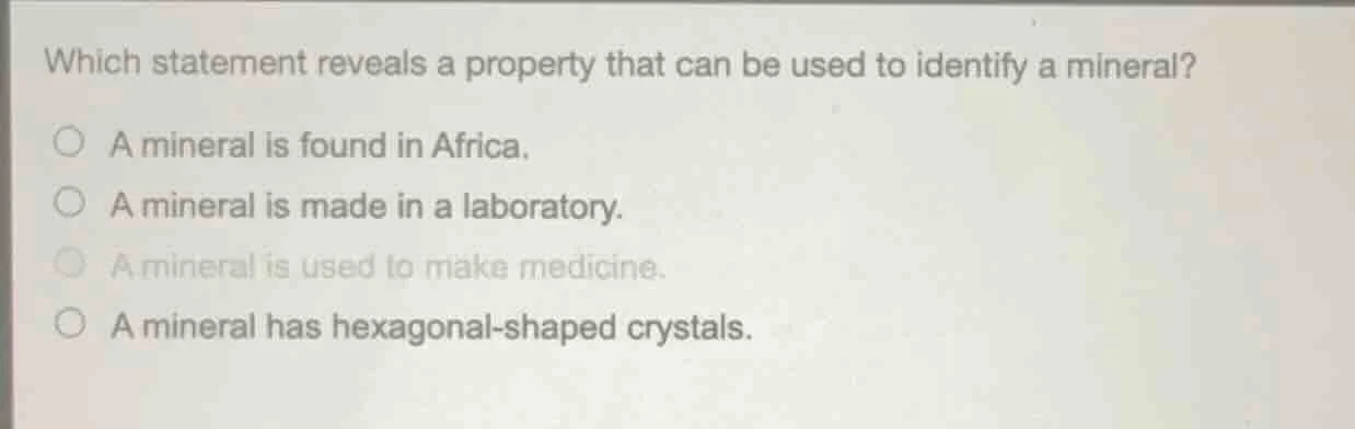 which statement reveals a property that can be used to identify a miner…