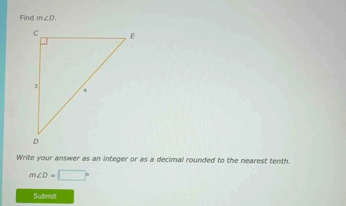 find ( mangle d ). write your answer as an integer or as a decimal roun…