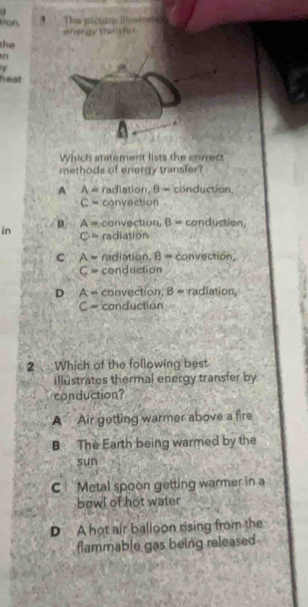 1 the picture illustrates energy transfer. which statement lists the co…