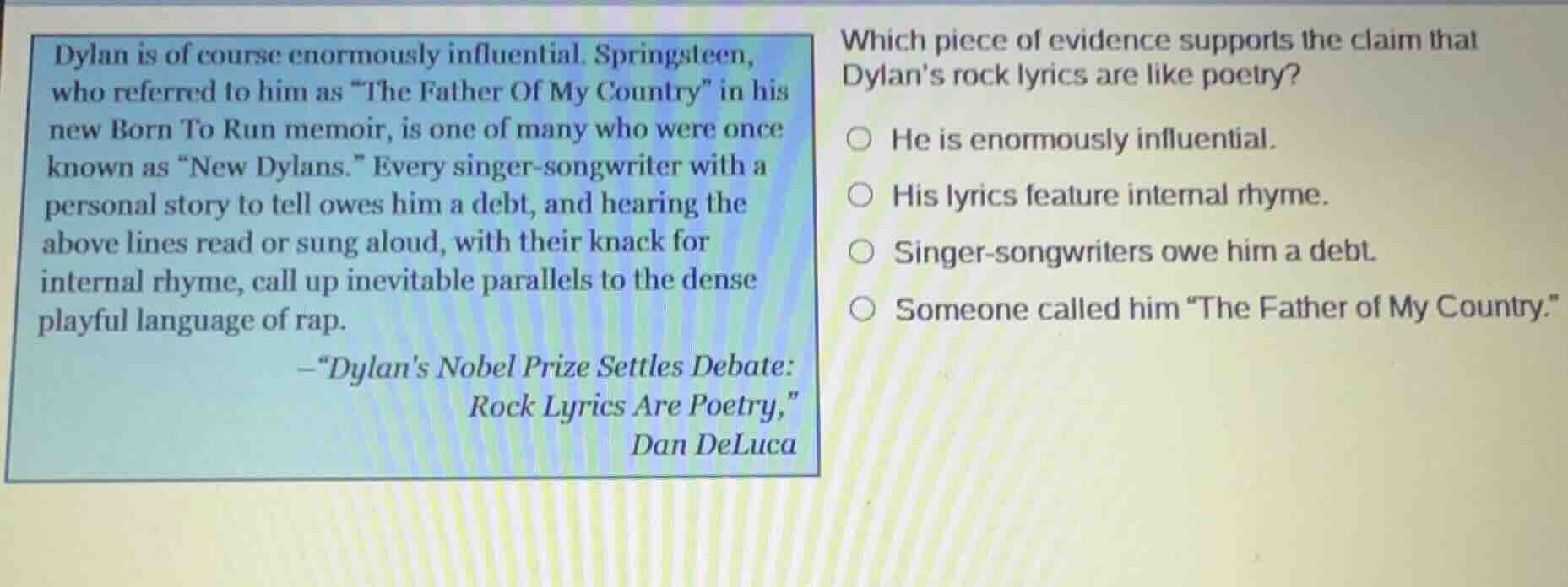 dylan is of course enormously influential. springsteen, who referred to…