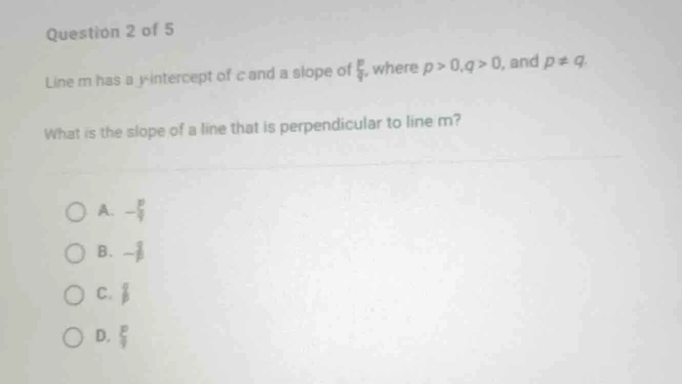 question 2 of 5 line m has a y-intercept of c and a slope of \\(\\frac{…