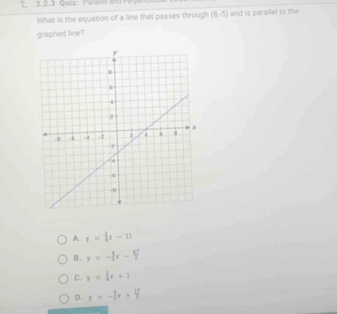2.2.3 quiz: parallel and perpendicular lines what is the equation of a …
