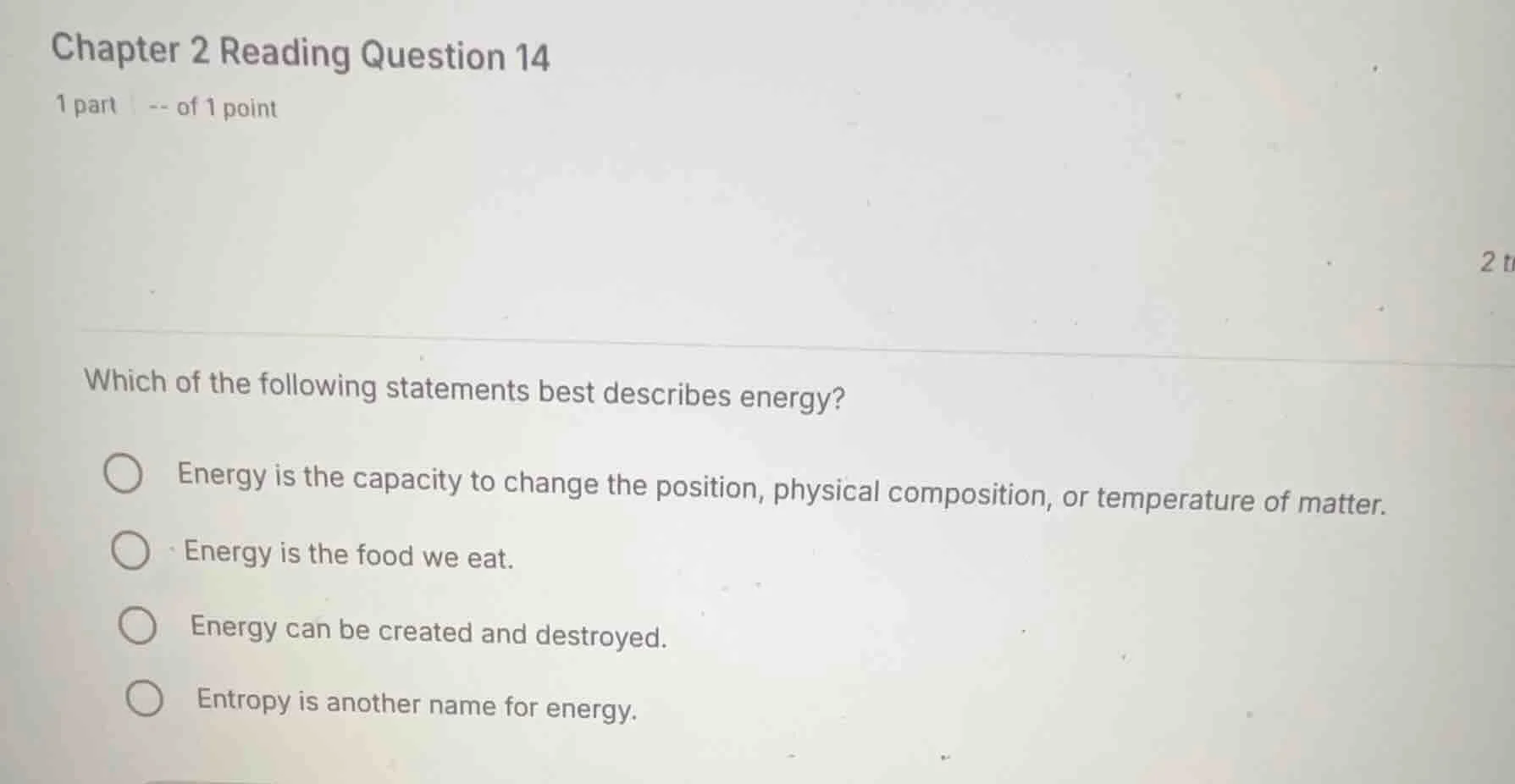 chapter 2 reading question 14 1 part -- of 1 point which of the followi…