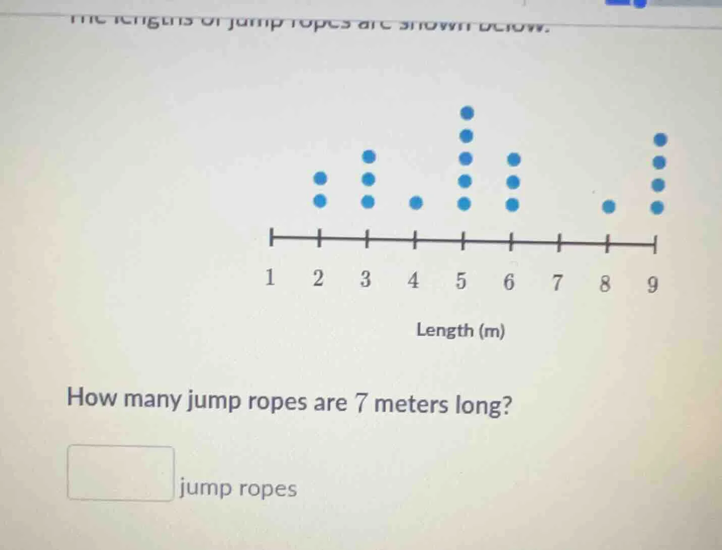 the lengths of jump ropes are shown below. how many jump ropes are 7 me…