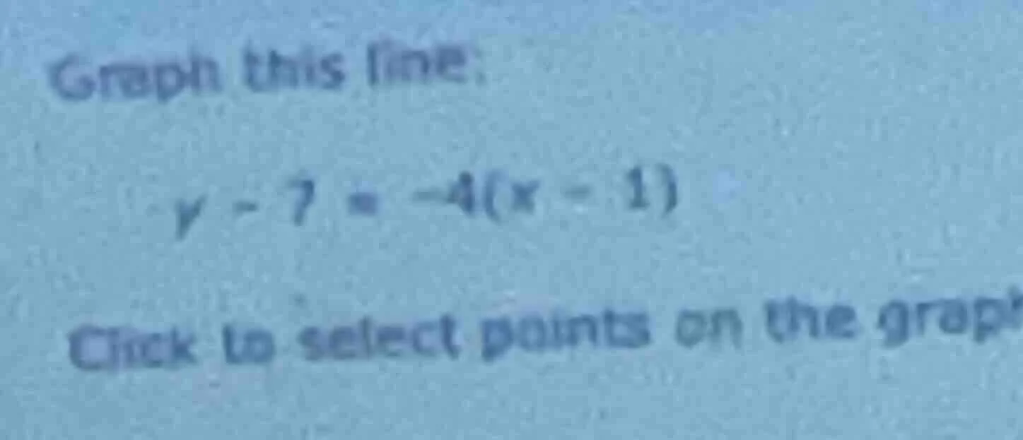 graph this line: y - 7 = -4(x - 1) click to select points on the grap
