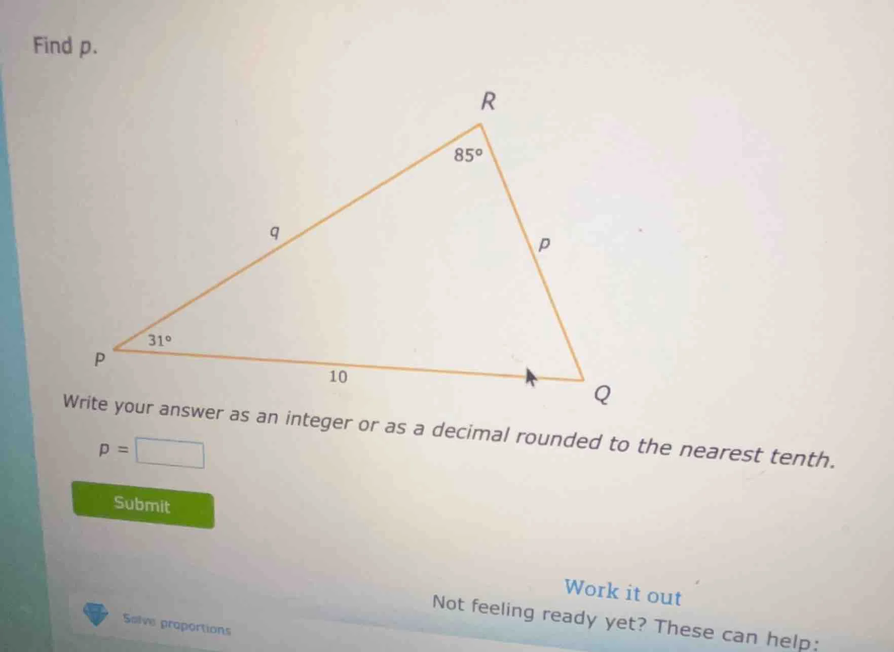 find p. write your answer as an integer or as a decimal rounded to the …