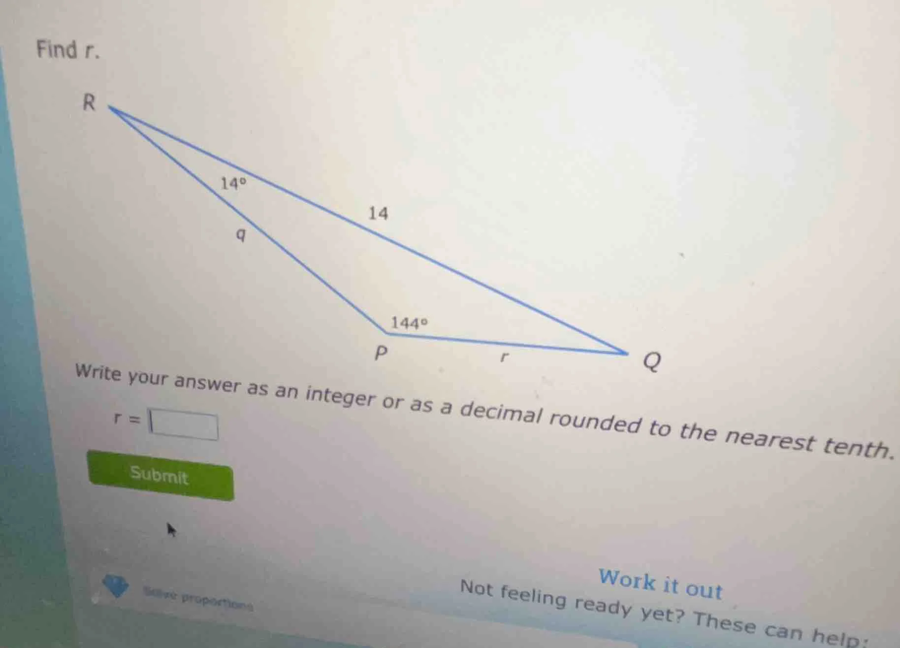 find r. write your answer as an integer or as a decimal rounded to the …