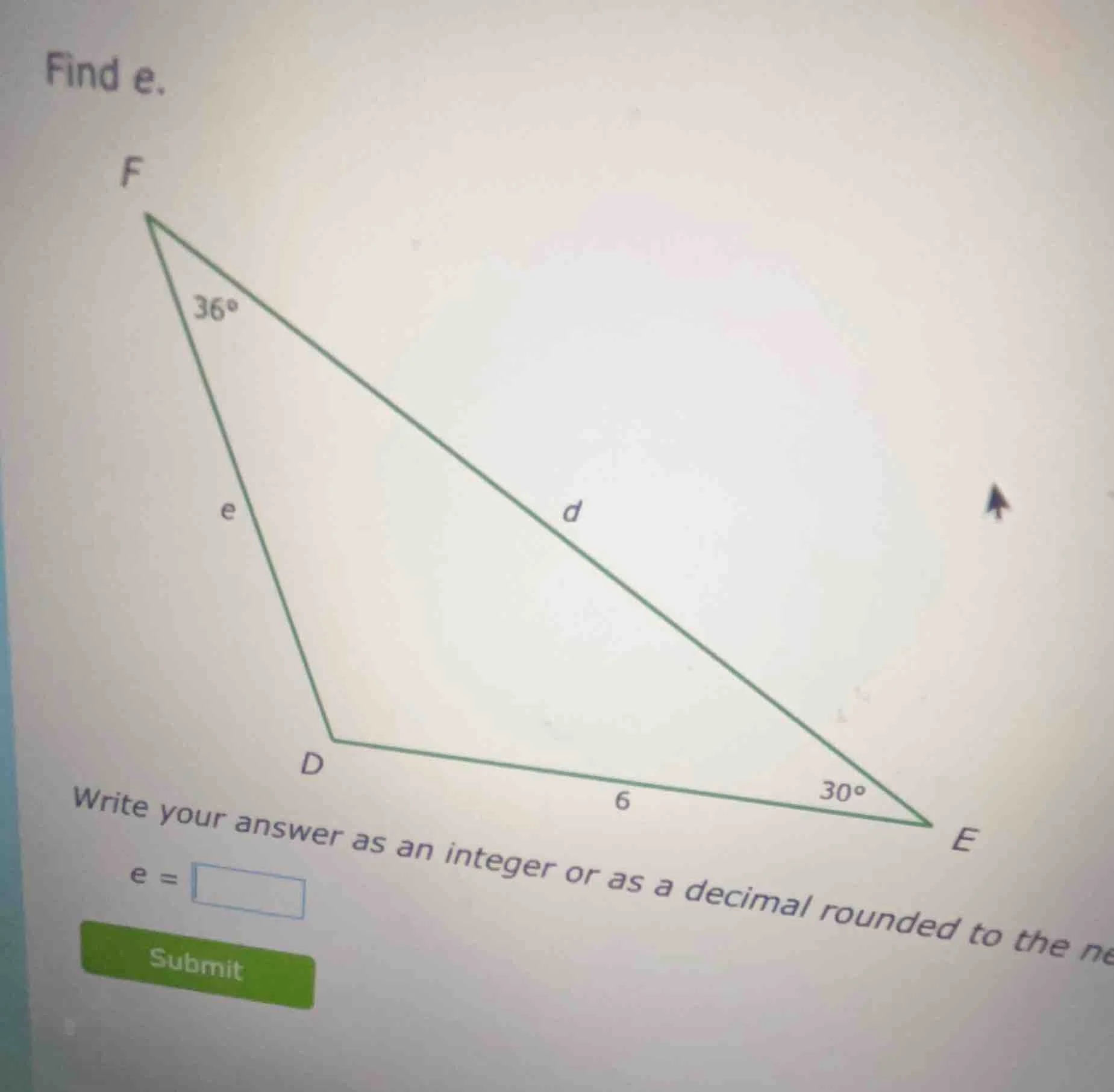 find e. write your answer as an integer or as a decimal rounded to the …