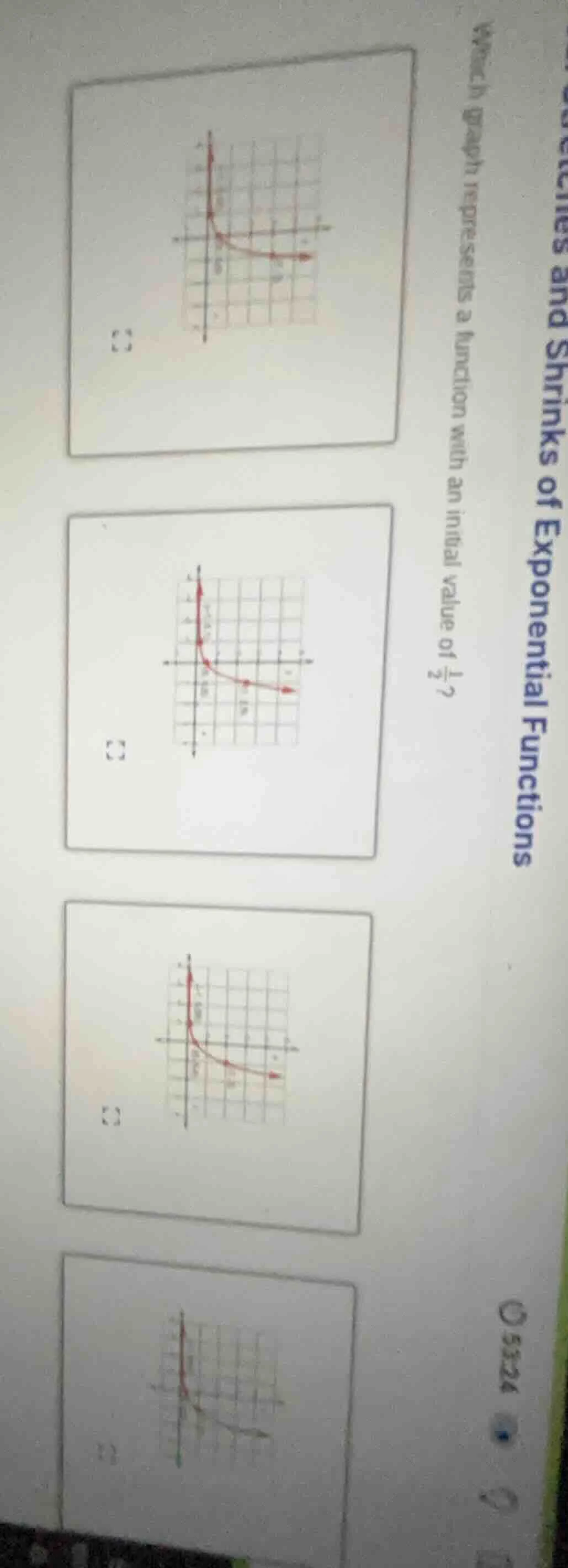which graph represents a function with an initial value of \\(\\frac{1}…