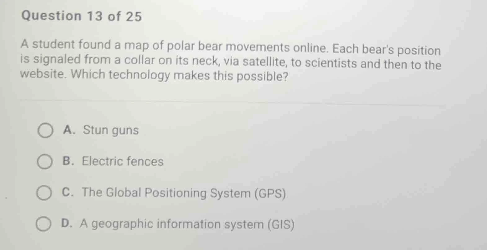 question 13 of 25 a student found a map of polar bear movements online.…