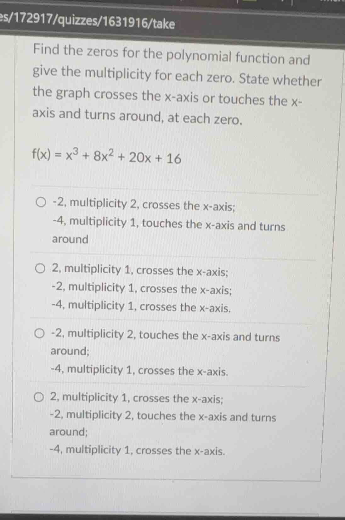 find the zeros for the polynomial function and give the multiplicity fo…