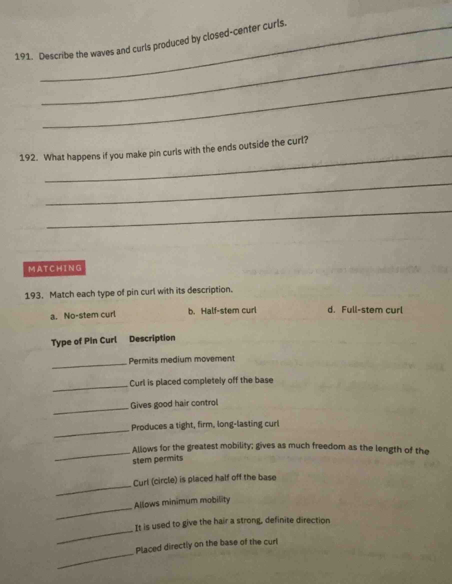 191. describe the waves and curls produced by closed - center curls. 19…