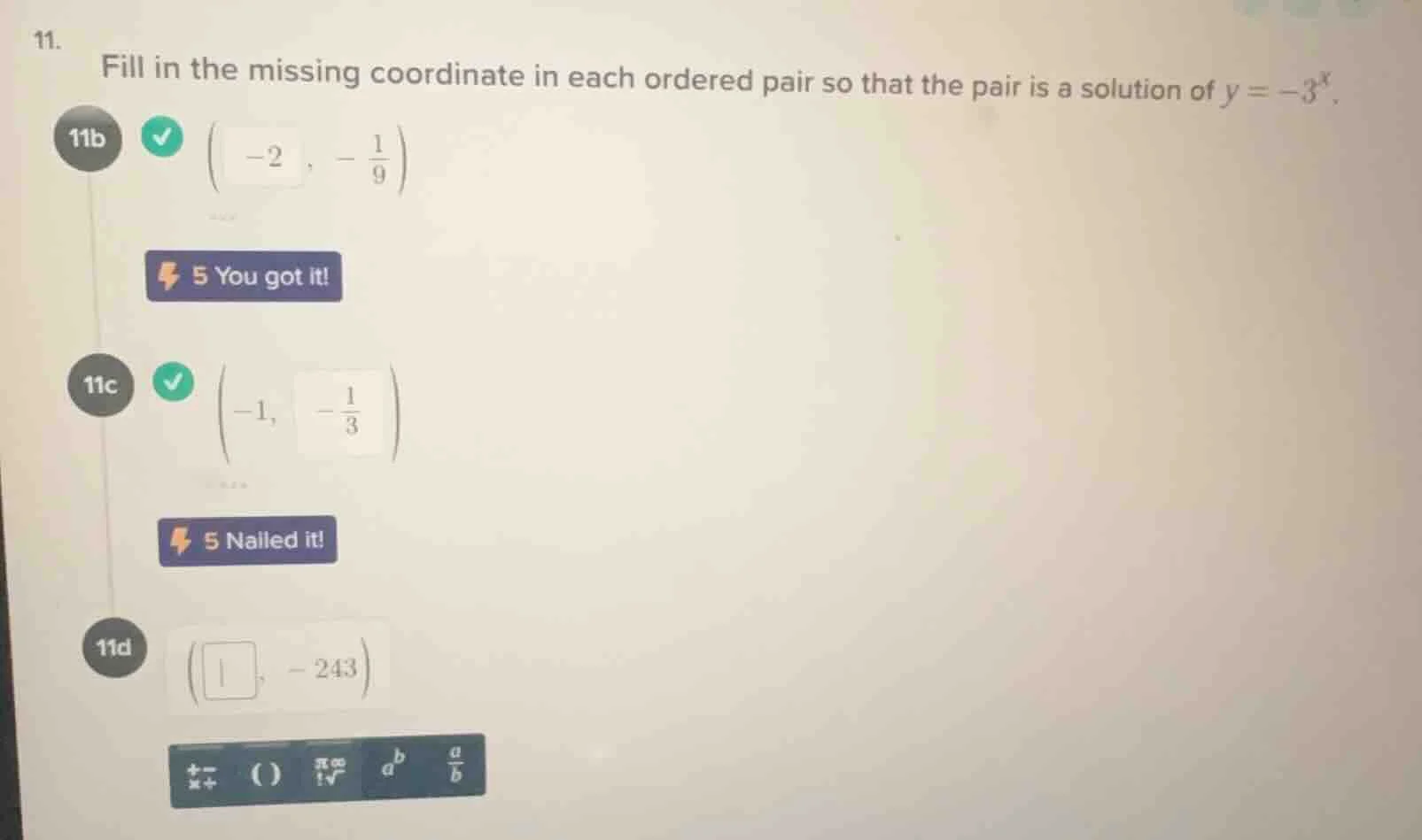 11. fill in the missing coordinate in each ordered pair so that the pai…