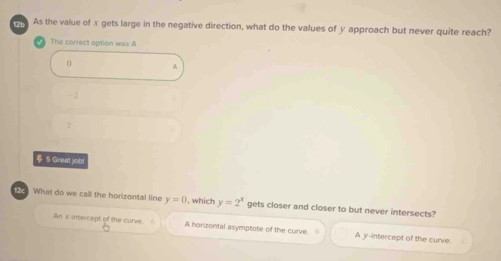 12b as the value of x gets large in the negative direction, what do the…